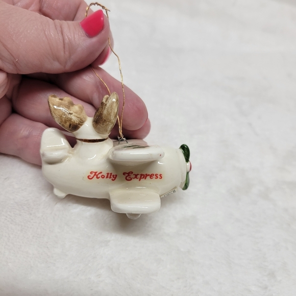Fitz And Floyd Holly Express Reindeer Plane Christmas Ornament Vintage 1978 - Picture 7 of 11